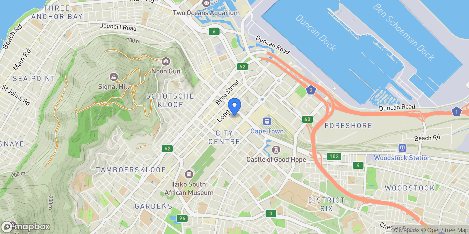 Map showing South Africa, Western Cape, Cape Town, Castle Street, 27, Cape Town, Western Cape, South Africa.