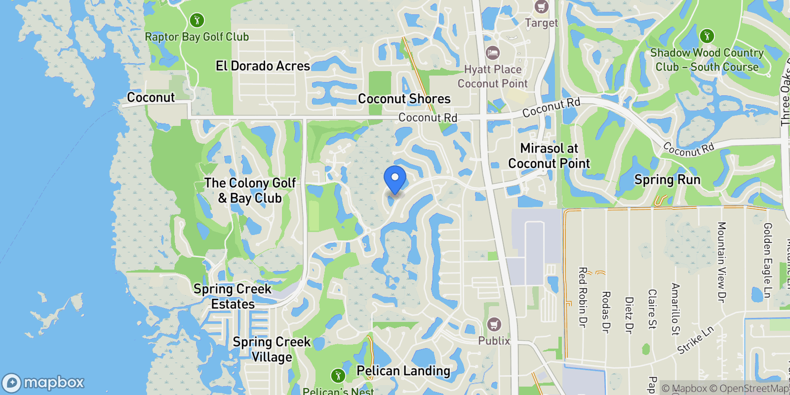Map showing 3601 Sanctuary Lakes Drive, Bonita Springs, FL 34134, Bonita Springs, Florida, United States.