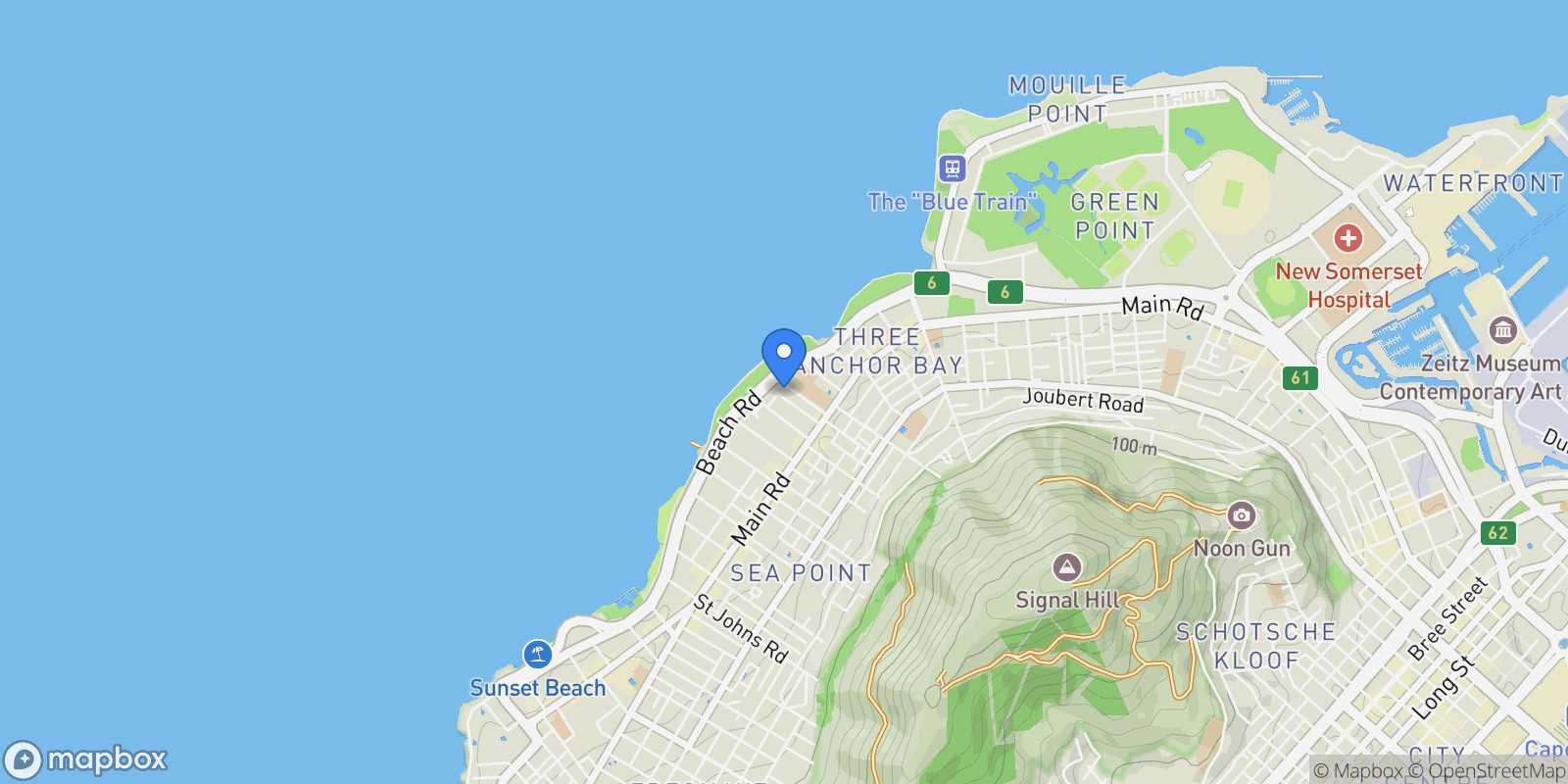 Map showing Cape Town, Western Cape, South Africa.