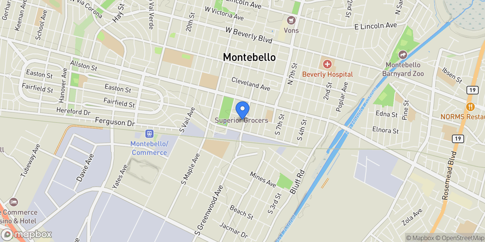 Map showing 219 S Greenwood Avenue, Montebello, CA 90640, Montebello, California, United States.