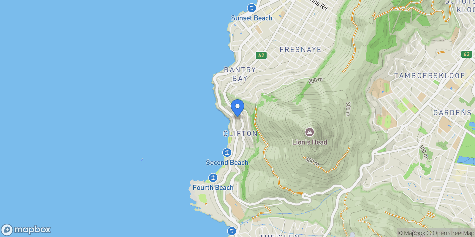 Map showing South Africa, Western Cape, Cape Town, Victoria Road, 15B, Cape Town, Western Cape, South Africa.