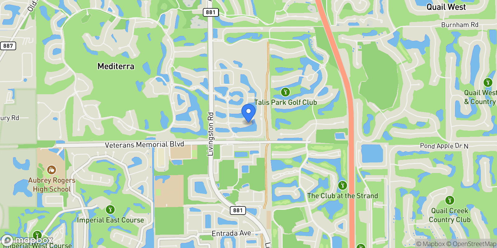 Map showing 16540 Cellini Lane, Naples, FL 34110, Bonita Springs, Florida, United States.