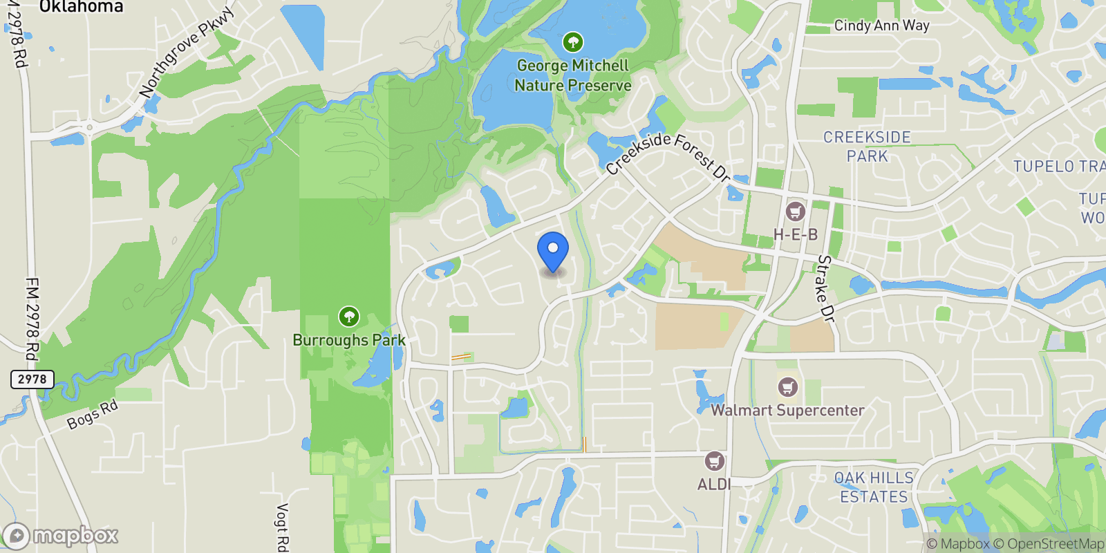 Map showing 23 Whitbarrow Place, The Woodlands, TX 77375, The Woodlands, Texas, United States.
