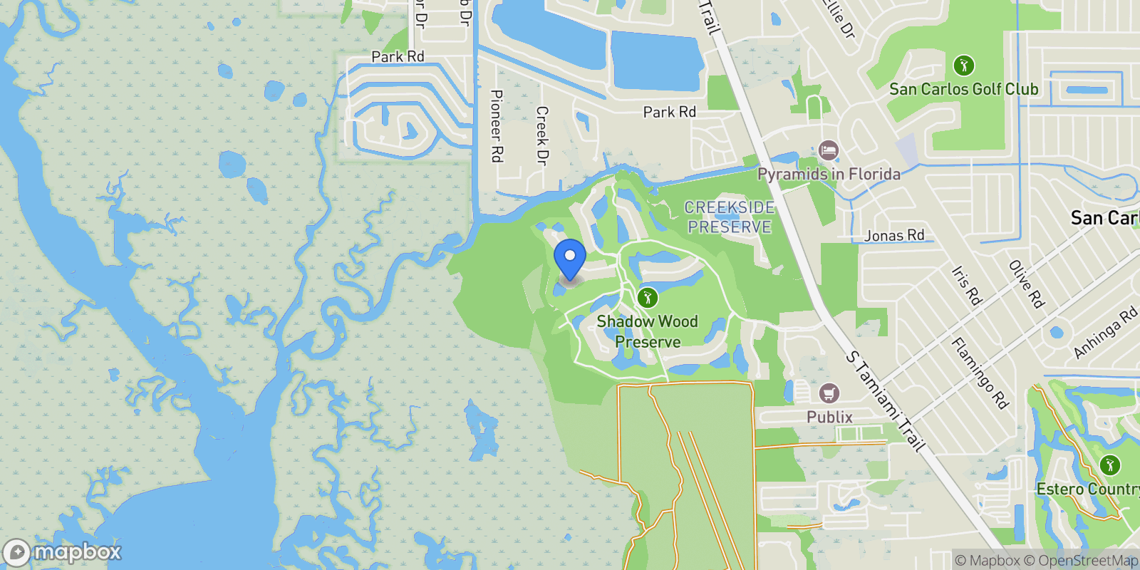 Map showing 18321 Mossy Glen Court, Fort Myers, FL 33908, Fort Myers, Florida, United States.