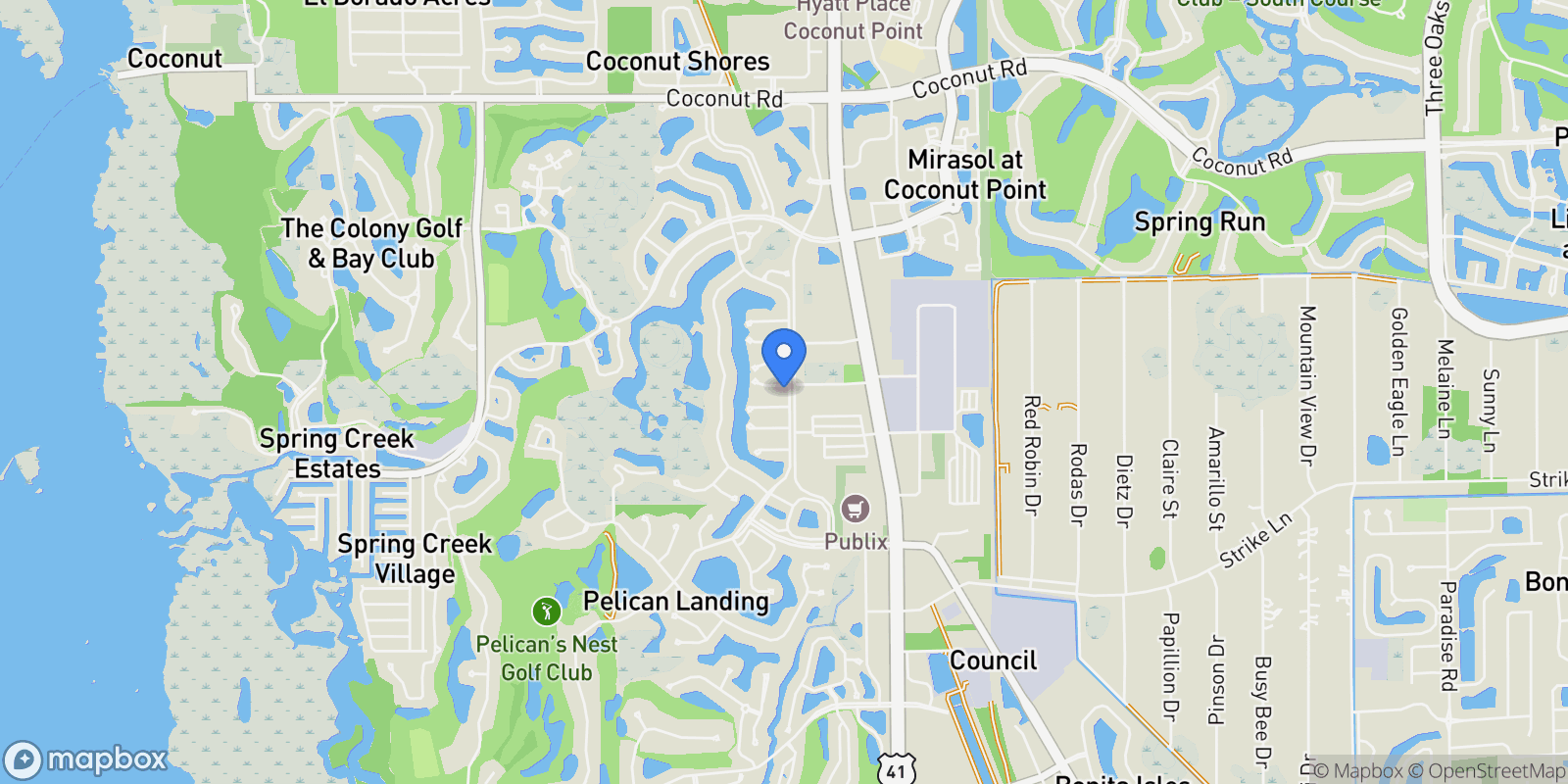 Map showing 3481 Wild Indigo Lane, Bonita Springs, FL 34134, Bonita Springs, Florida, United States.