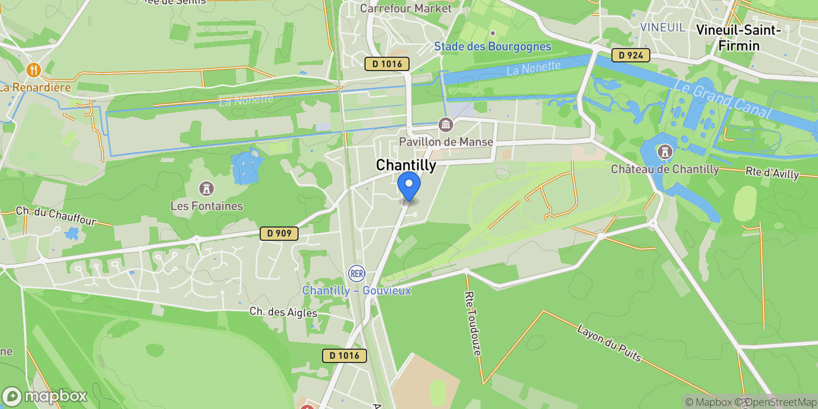 Map showing Chantilly, Hauts-de-France, France.