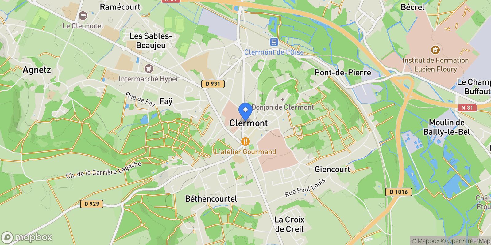 Map showing Clermont, Hauts-de-France, France.