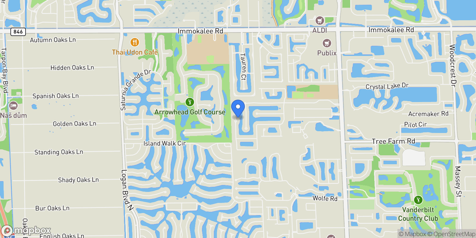 Map showing 14611 Indigo Lakes Circle, Naples, FL 34119, Naples, Florida, United States.