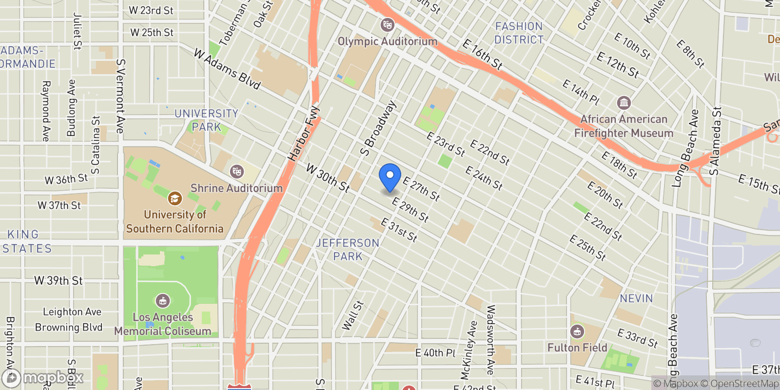 Map showing 235 E 29th Street, LOS ANGELES, CA 90011, Los Angeles, California, United States.