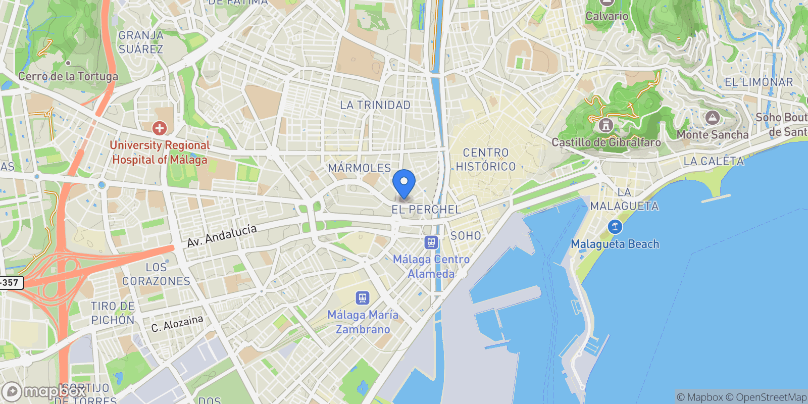 Map showing Costa del Sol, Aloha, Málaga, Aloha, Centro, Malaga, Spain.