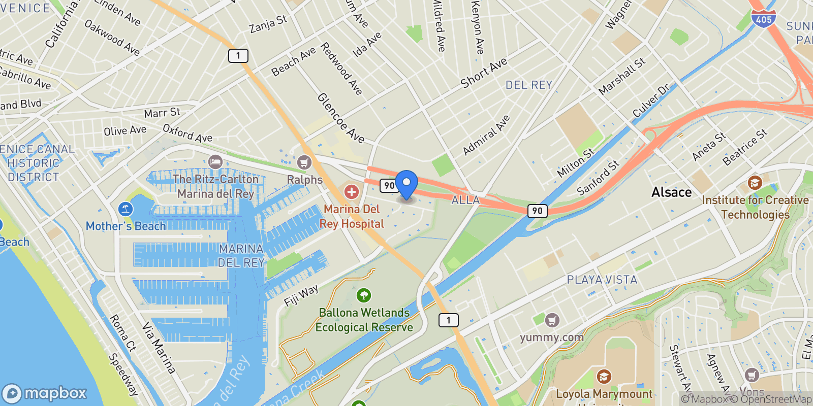 Map showing 4758 La Villa Marina J, Marina del Rey, California, United States.
