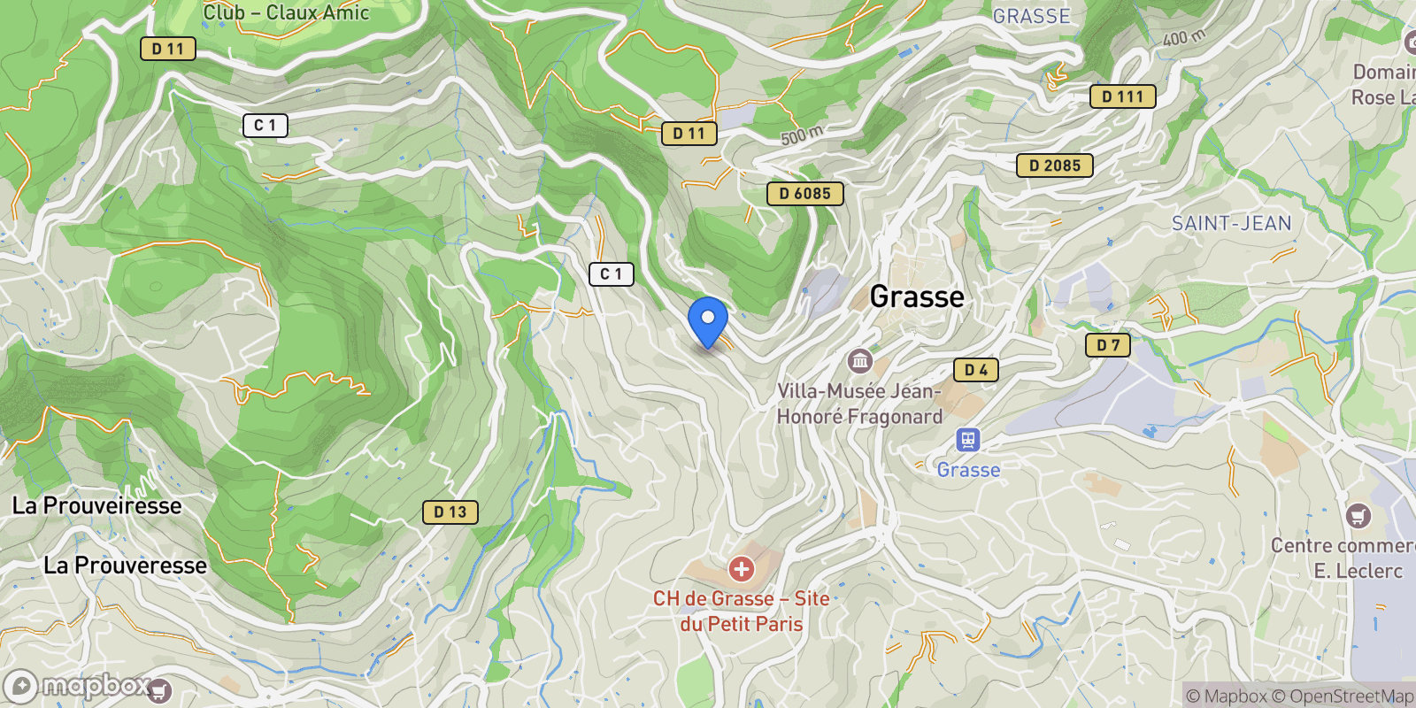 Map showing Grasse, Provence-Alpes-Côte d'Azur, France.