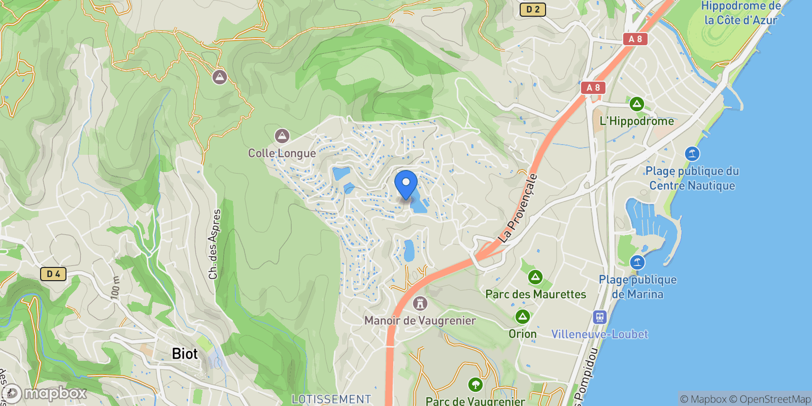 Map showing Villeneuve-Loubet, Provence-Alpes-Côte d'Azur, France.