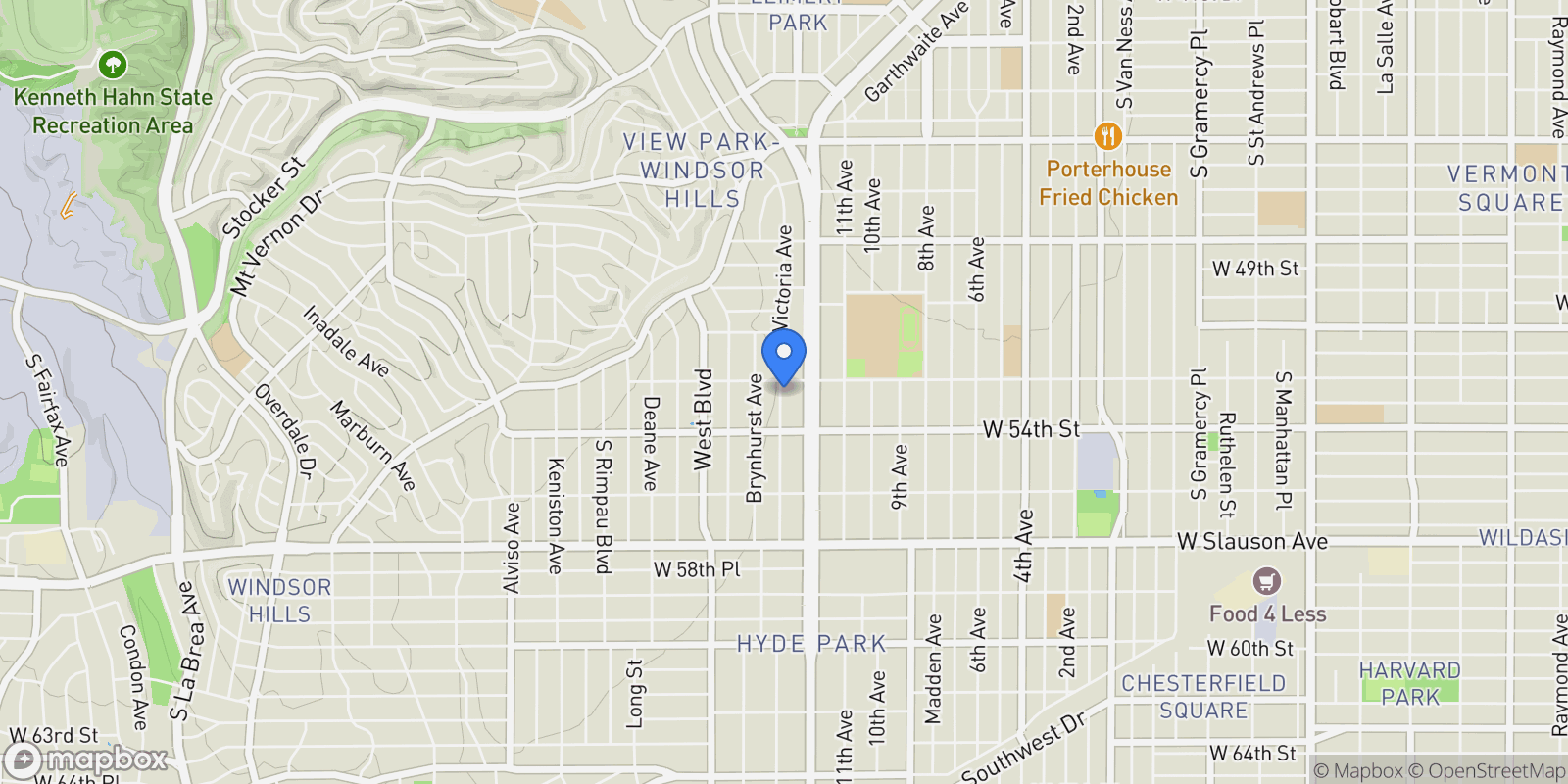 Map showing 5308 S Victoria, Los Angeles, California, United States.