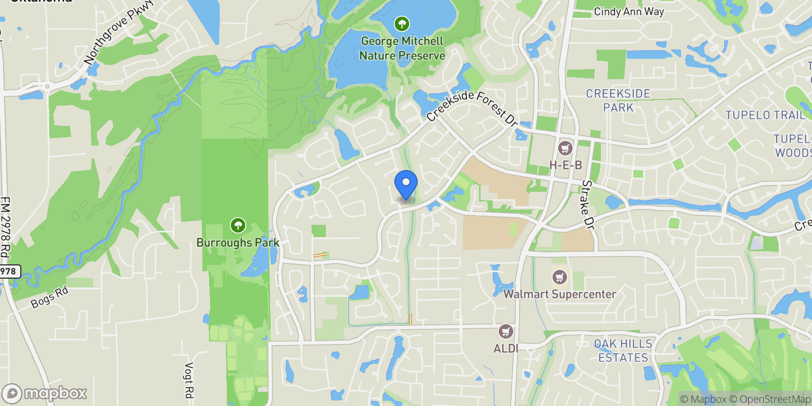 Map showing 6 Winter Thicket Place, The Woodlands, TX 77375, Spring, Texas, United States.