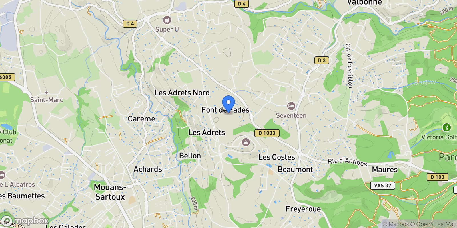 Map showing Mouans-Sartoux, Provence-Alpes-Côte d'Azur, France.
