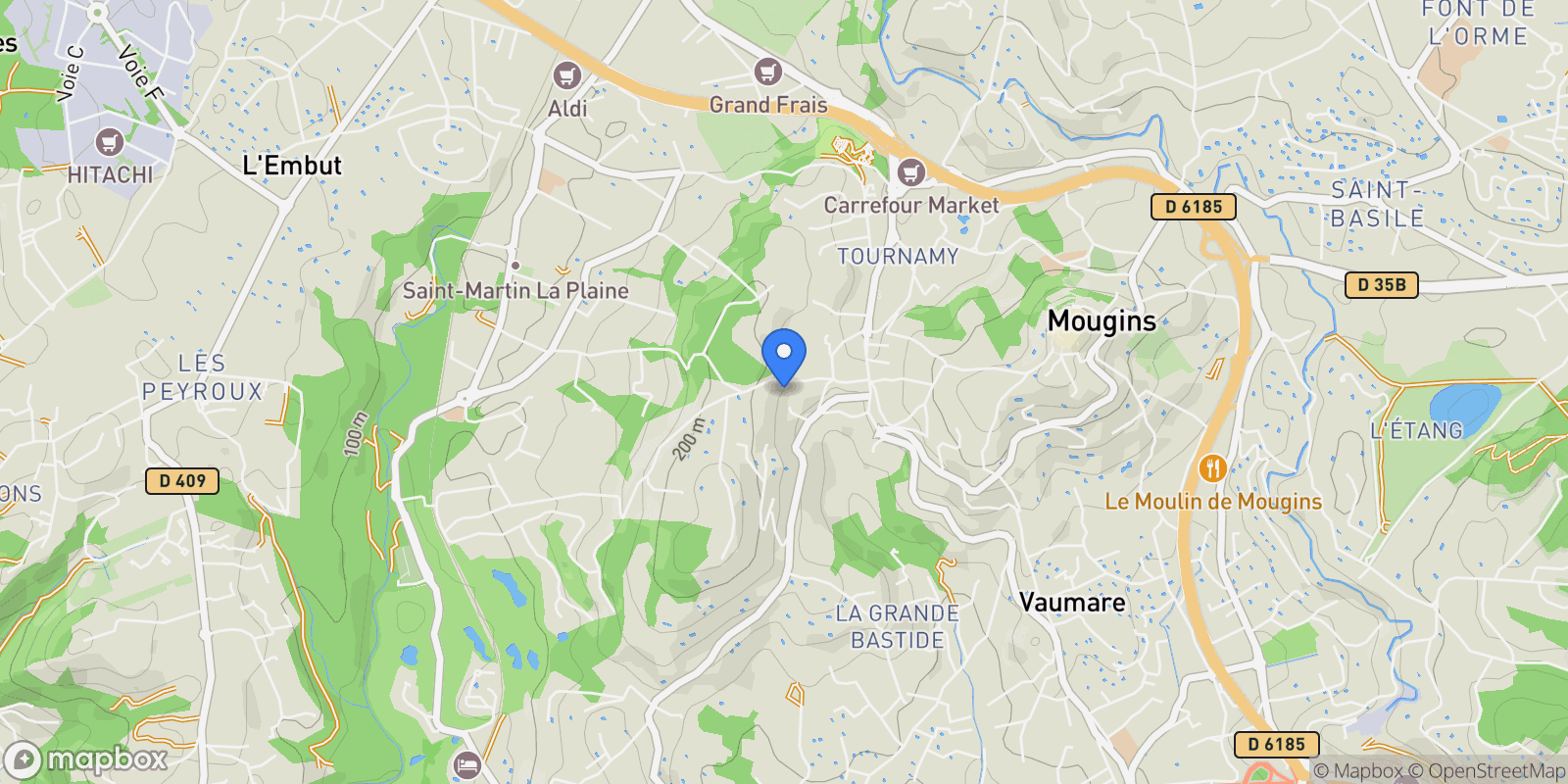 Map showing Mougins, Provence-Alpes-Côte d'Azur, France.