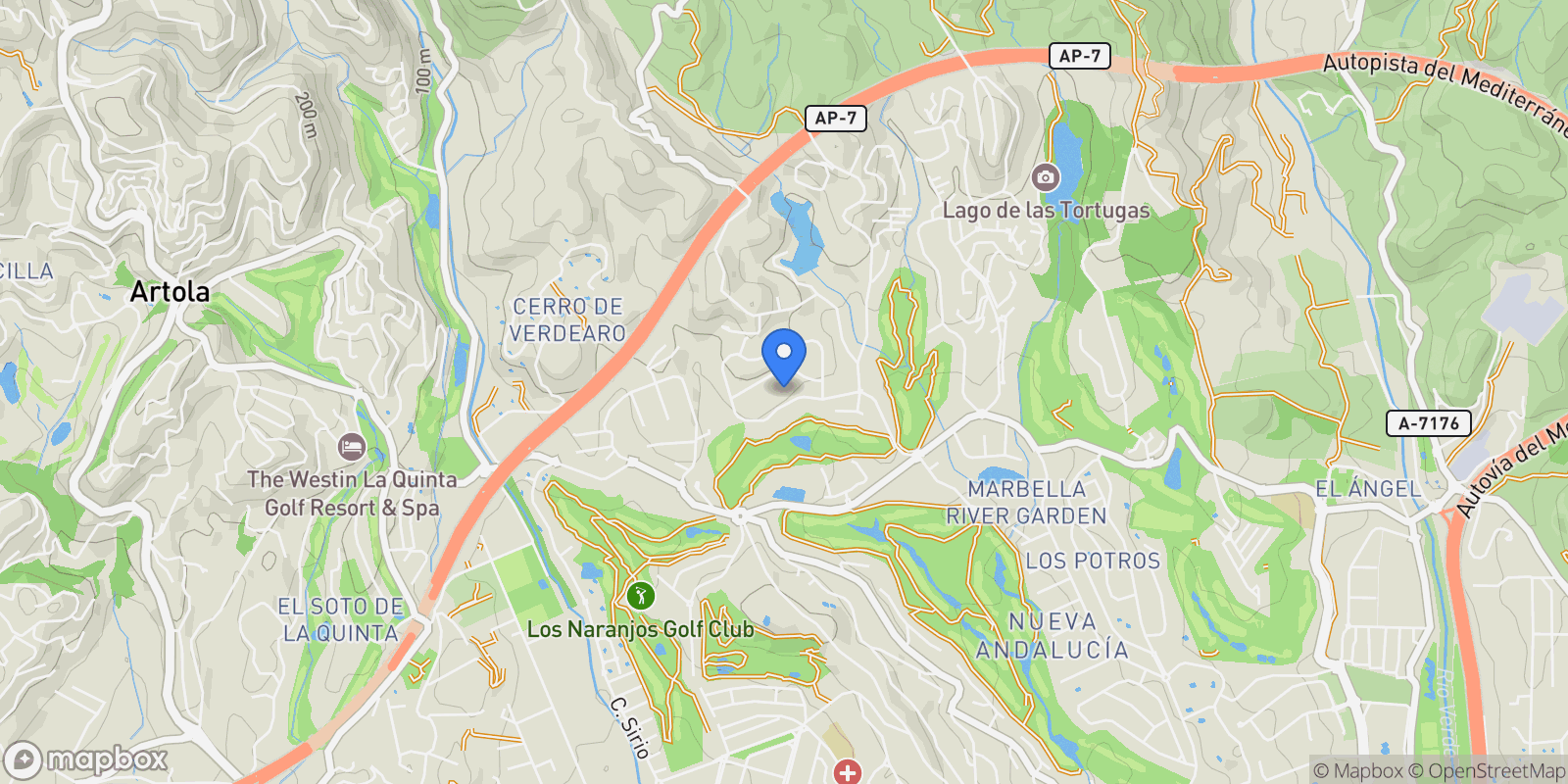 Map showing Marbella, Málaga, Spain, Nueva Andalucia, Marbella, Spain.
