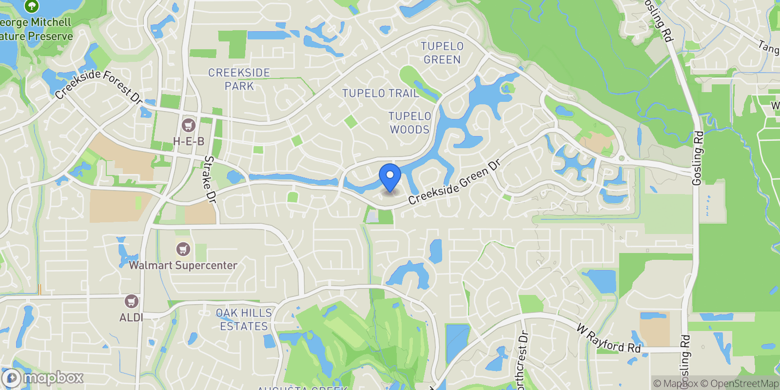 Map showing 46 S Shasta Bend Circle, The Woodlands, TX 77389, The Woodlands, Texas, United States.