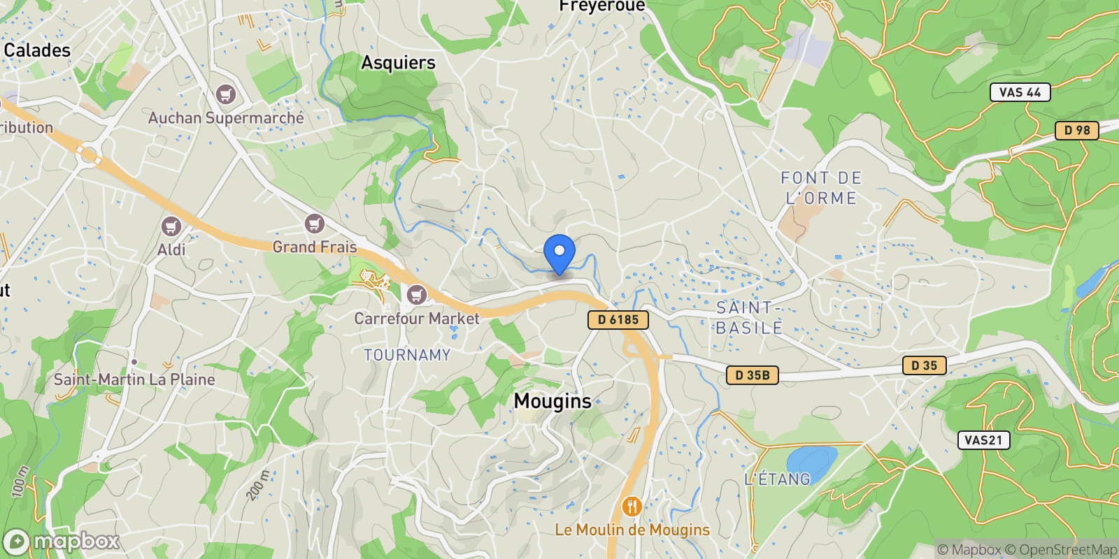 Map showing Mougins, Provence-Alpes-Côte d'Azur, France.