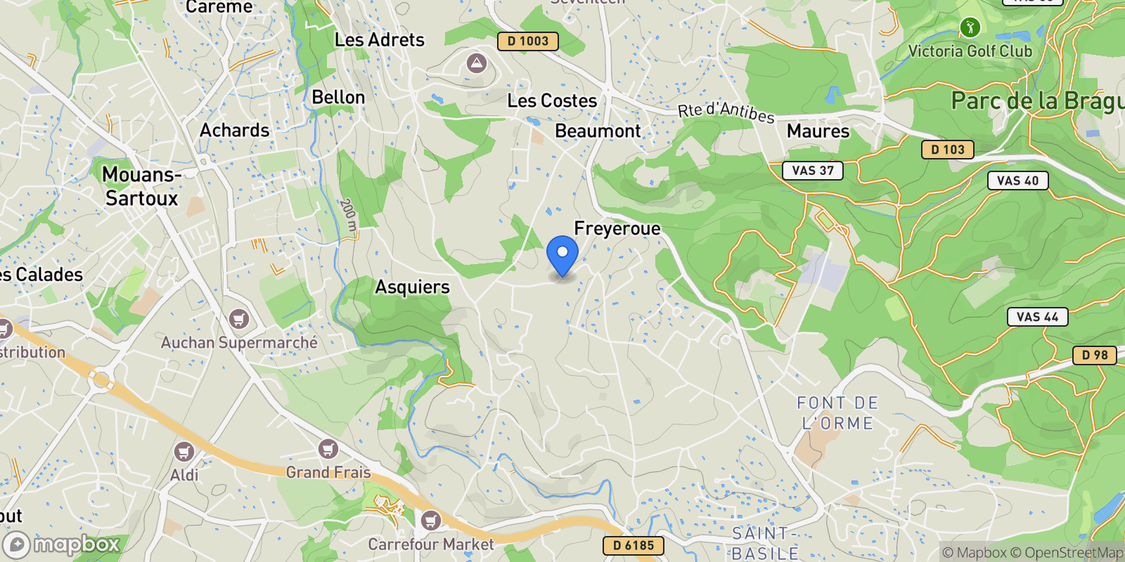 Map showing Mouans-Sartoux, Provence-Alpes-Côte d'Azur, France.