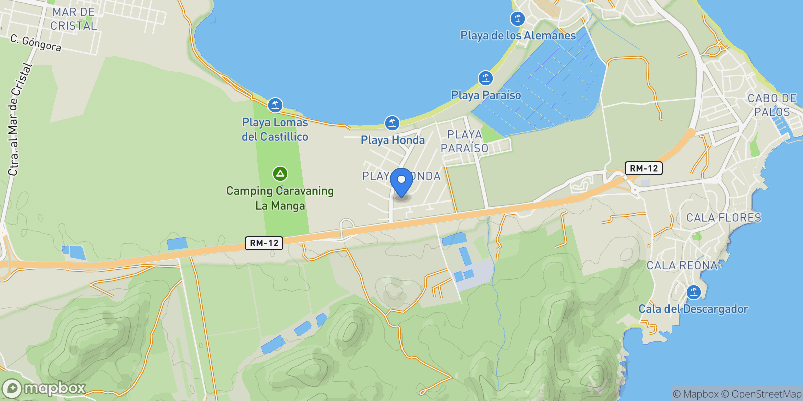 Map showing PLAYA HONDA, Playa honda, MURCIA, Playa honda, Playa Honda, Rincon de San Gines, Cartagena.
