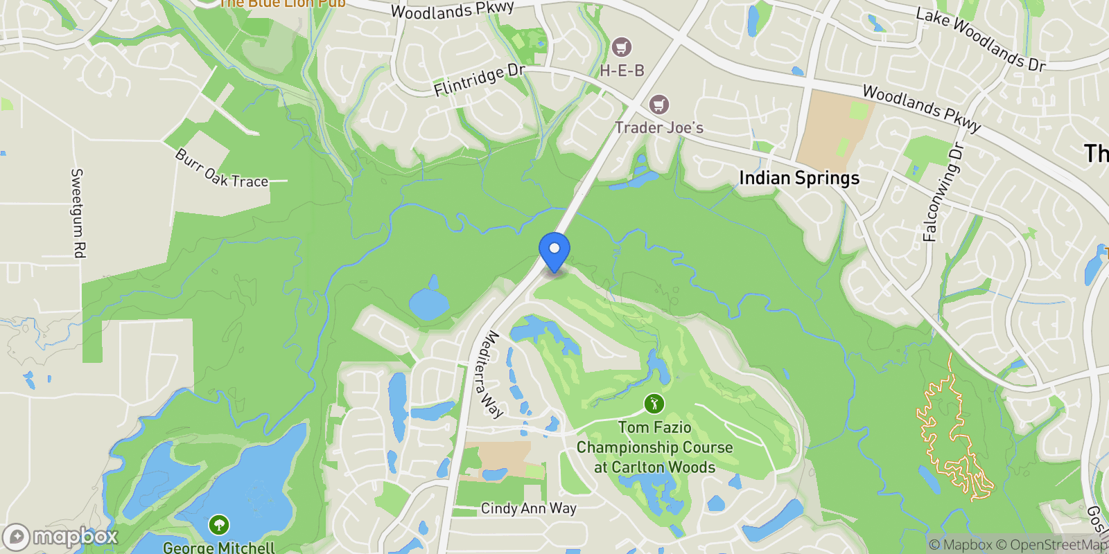 Map showing 26 Squire Creek Way, The Woodlands, TX 77389, The Woodlands, Texas, United States.