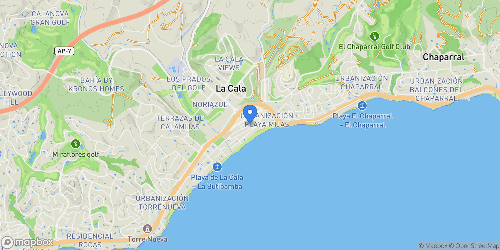 Map showing La Cala de Mijas, Mijas, Spain.
