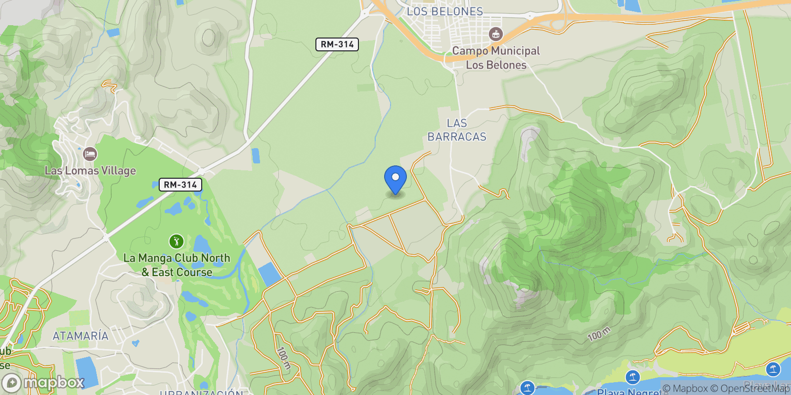 Map showing Los Belones, Cartagena, MURCIA, Cartagena, Rincon de San Gines, Cartagena, Spain.