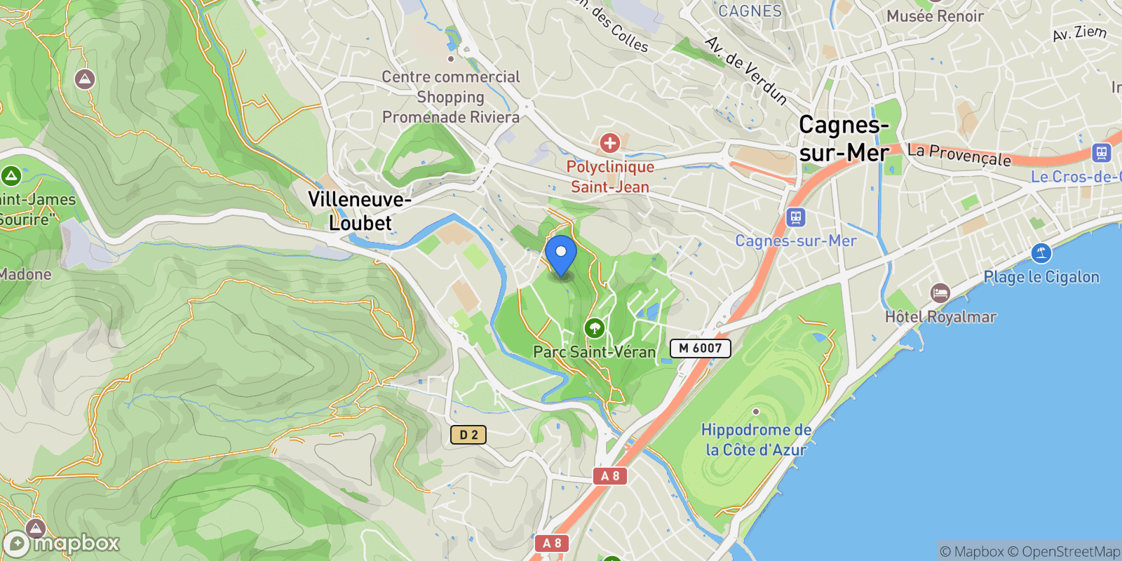 Map showing Cagnes-sur-Mer, Provence-Alpes-Côte d'Azur, France.