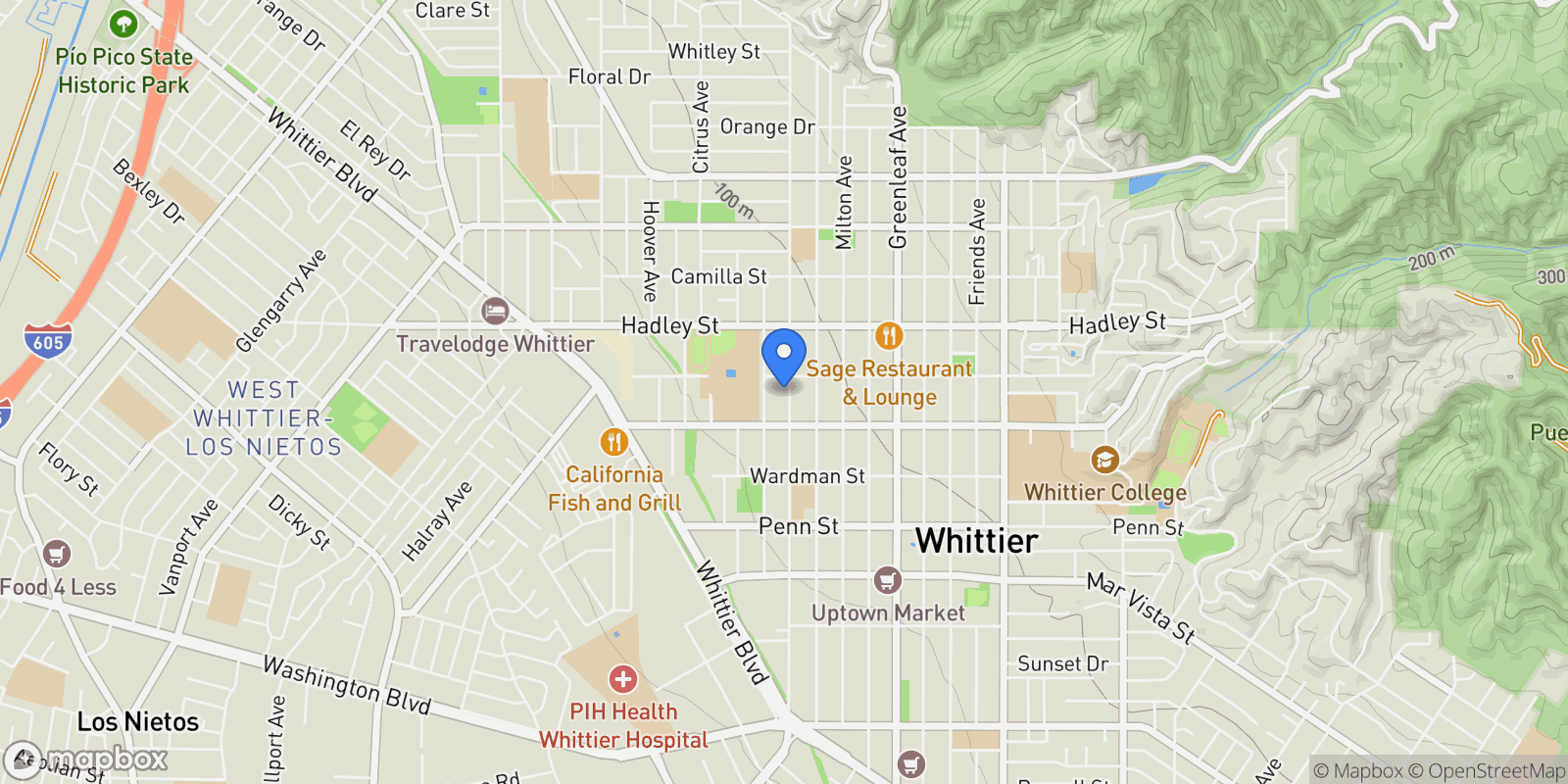 Map showing 6717 Pickering, Whittier, CA 90601, Whittier, California, United States.