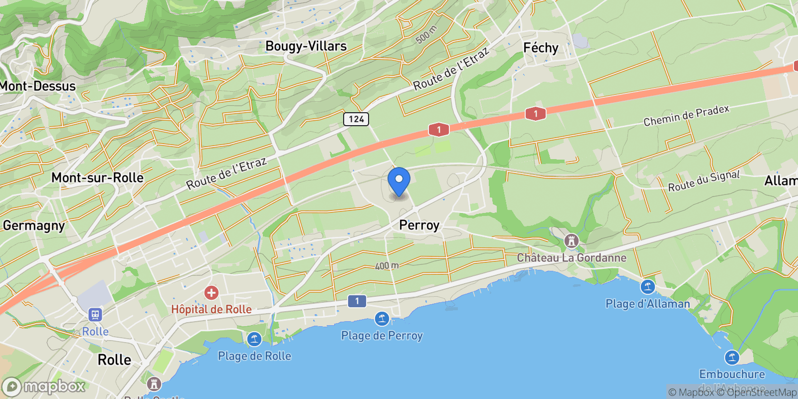 Map showing Perroy, Vaud, Switzerland.