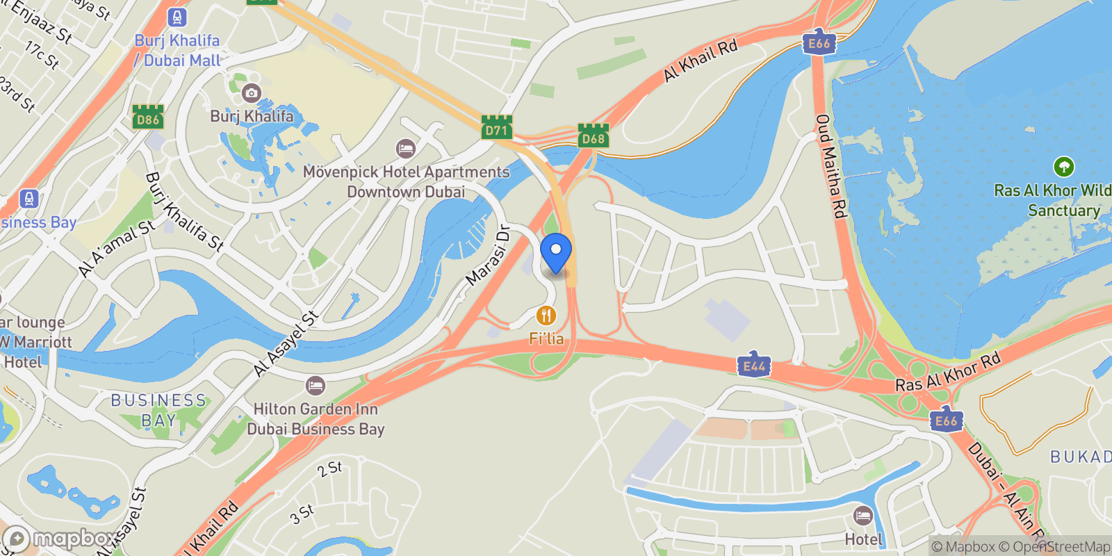 Map showing Business Bay - Dubai - United Arab Emirates, Dubai, Dubai, United Arab Emirates.