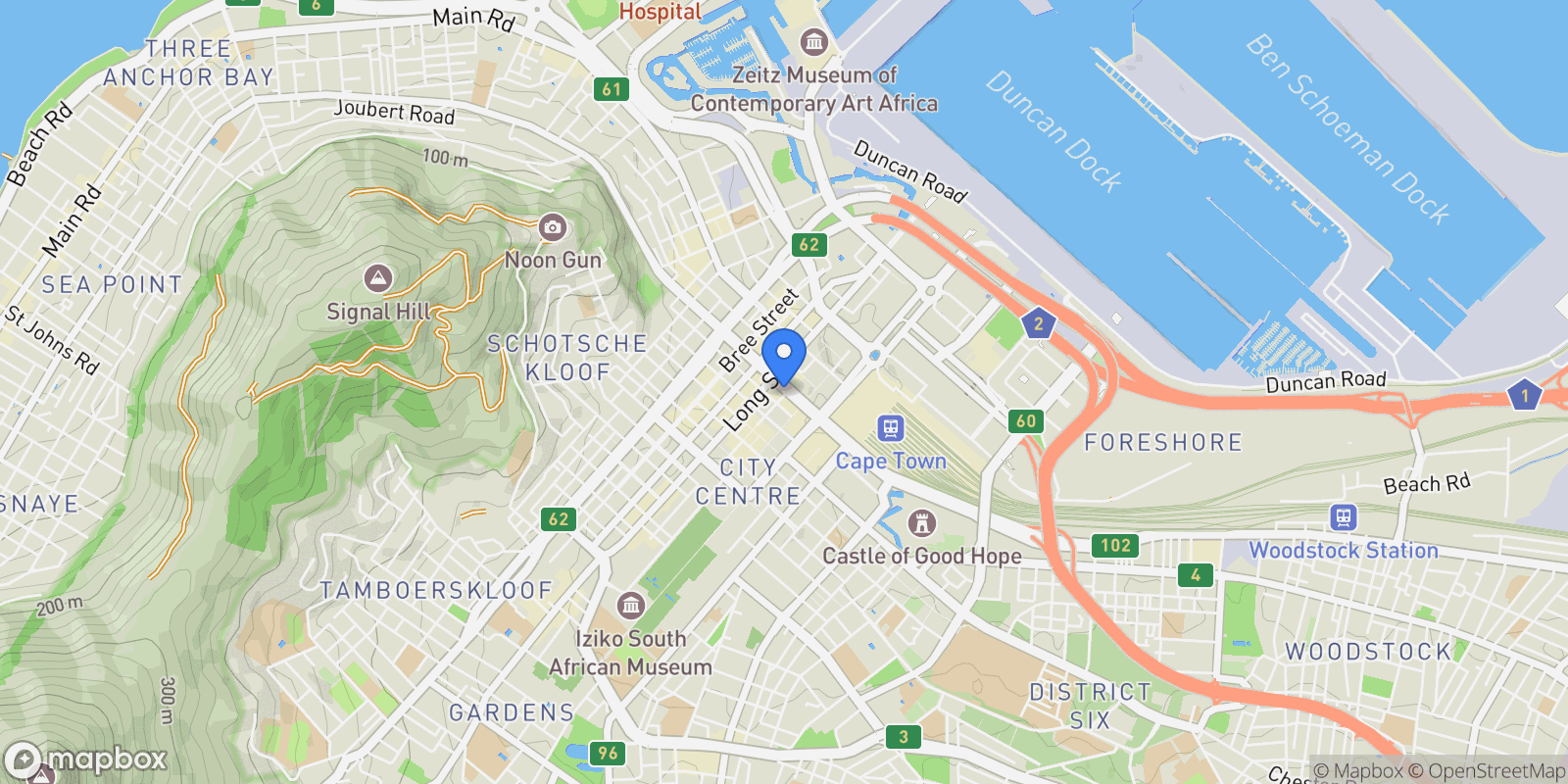Map showing Cape Town, Western Cape, South Africa.
