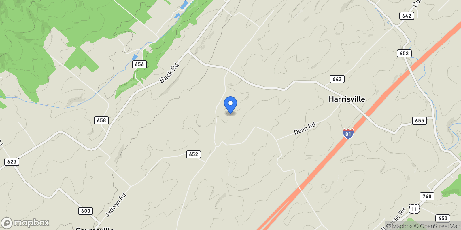 Map showing 4374 Swartz Rd, Maurertown, VA 22644, Maurertown, Virginia, United States.