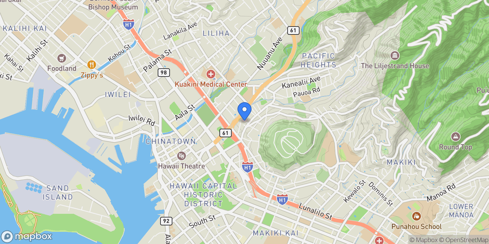 Map showing 125 Milo Lane, Honolulu, HI 96813, Honolulu, Hawaii, United States.