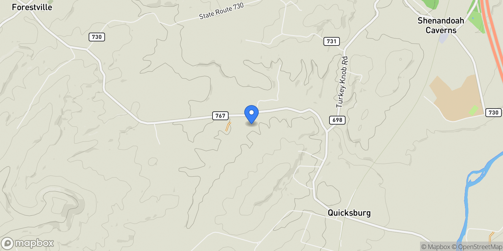 Map showing 2110 Quicksburg Rd, Quicksburg, VA 22847, Quicksburg, Virginia, United States.