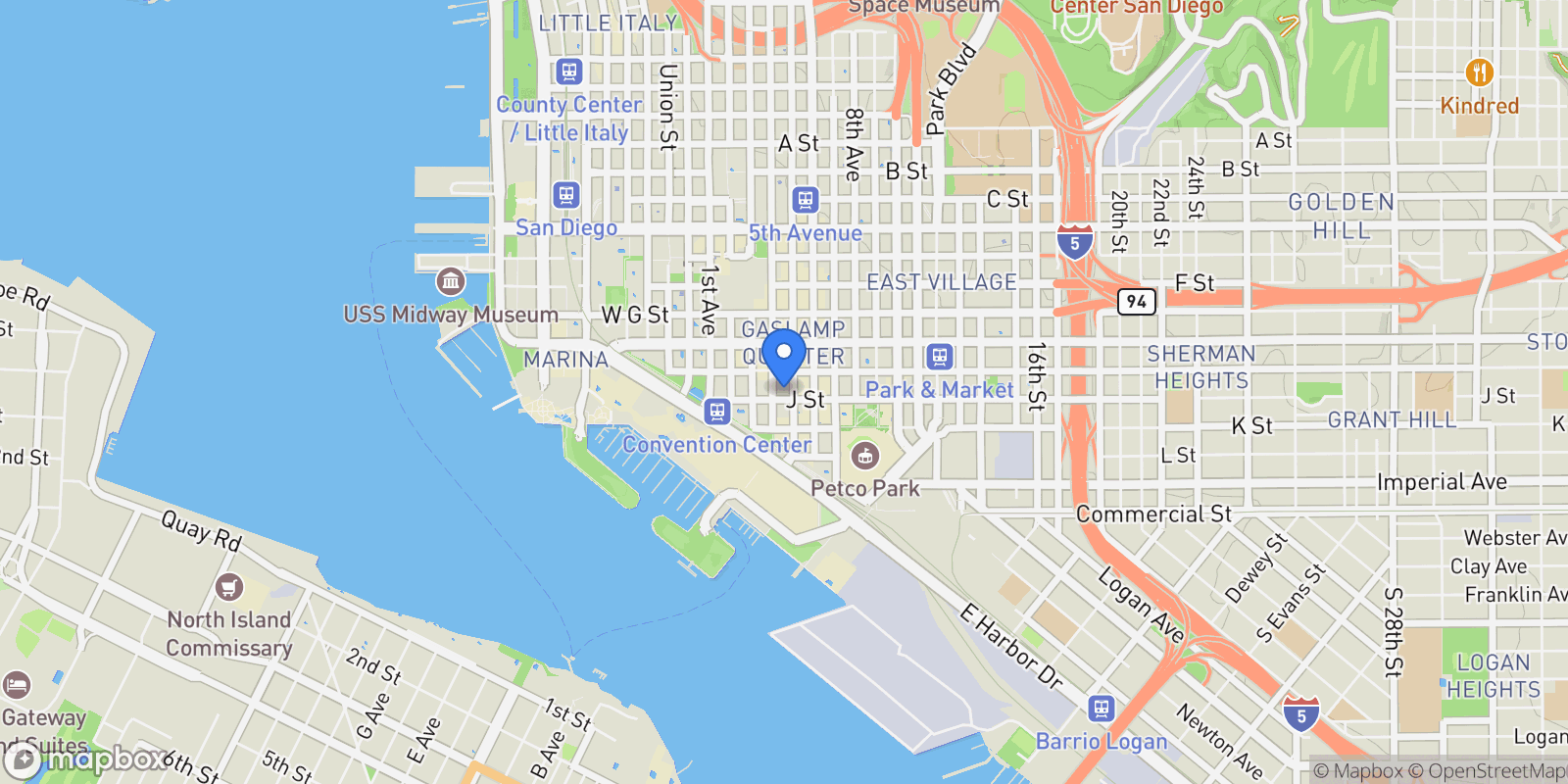 Map showing 450 J St Unit# 3271, San Diego, CA 92101, San Diego, California, United States.