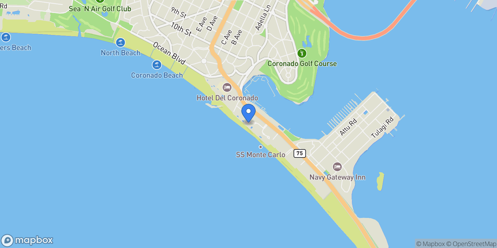Map showing 1760 Avenida Del Mundo Unit# 1205, Coronado, CA 92118, Coronado, California, United States.