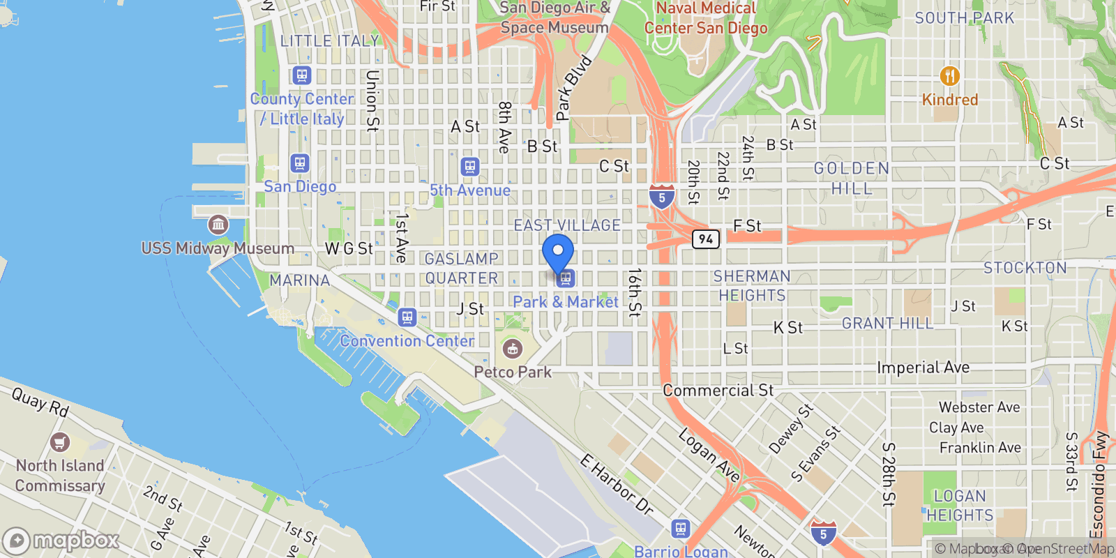 Map showing 525 11th Ave Unit# 1405, San Diego, CA 92101, San Diego, California, United States.