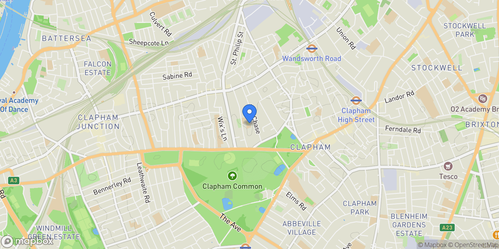 Map showing Radley House, Prince of Wales Drive, London, England, United Kingdom.