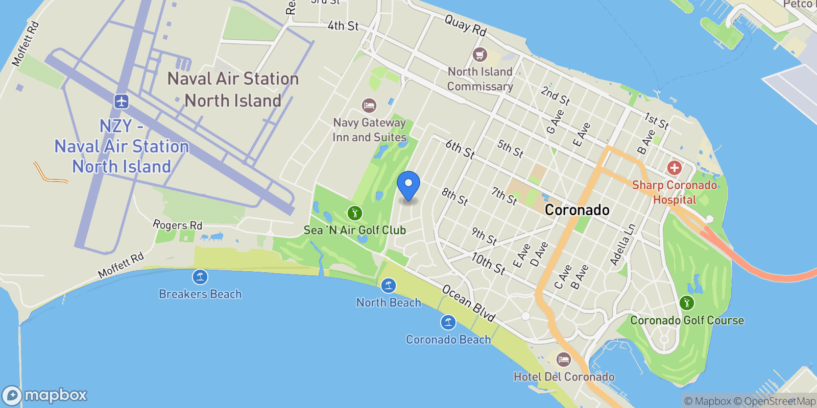 Map showing 910 Balboa, Coronado, CA 92118, Coronado, California, United States.