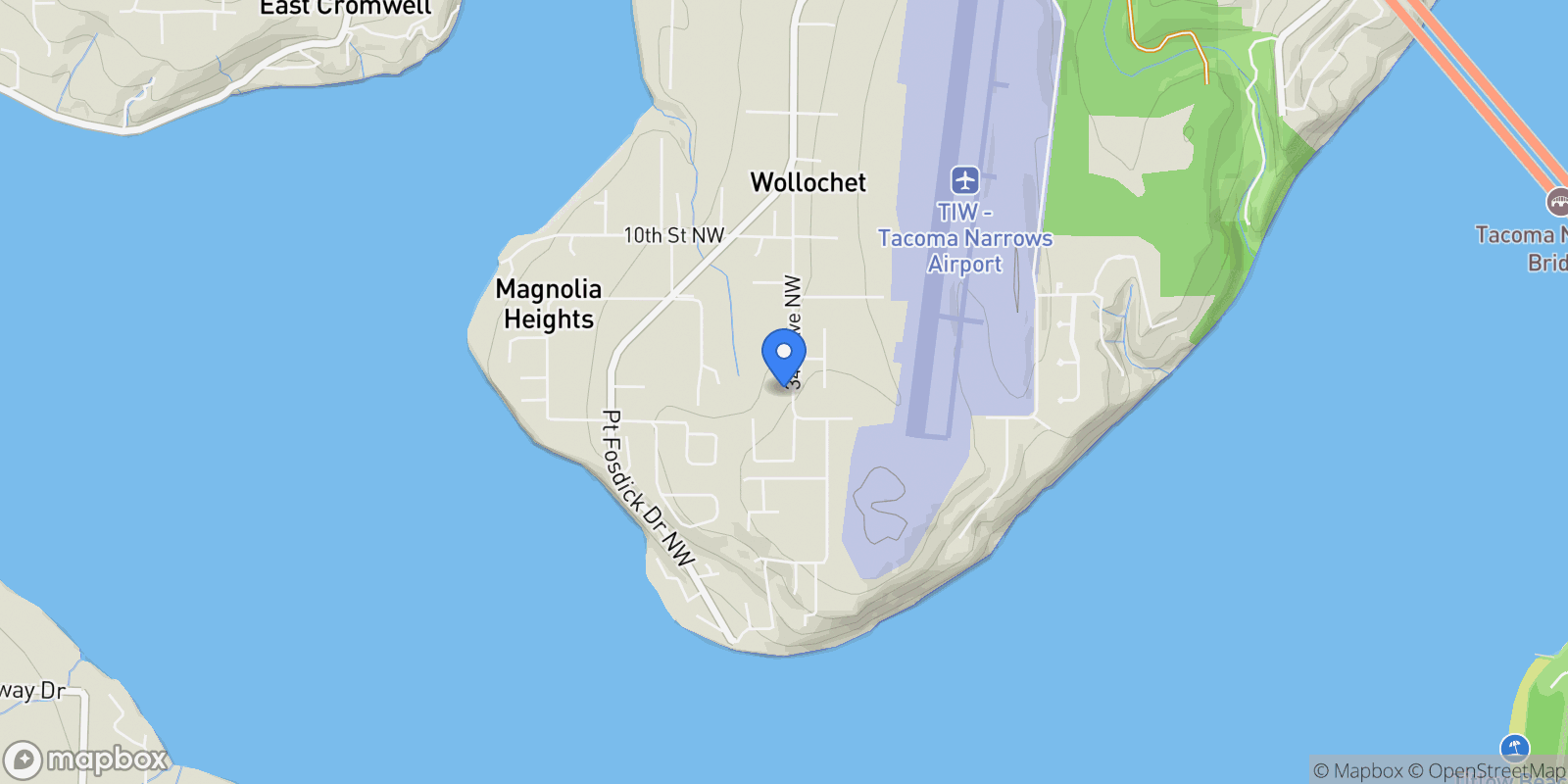 Map showing 422 34th Avenue NW, Gig Harbor, WA 98335, Gig Harbor, Washington, United States.