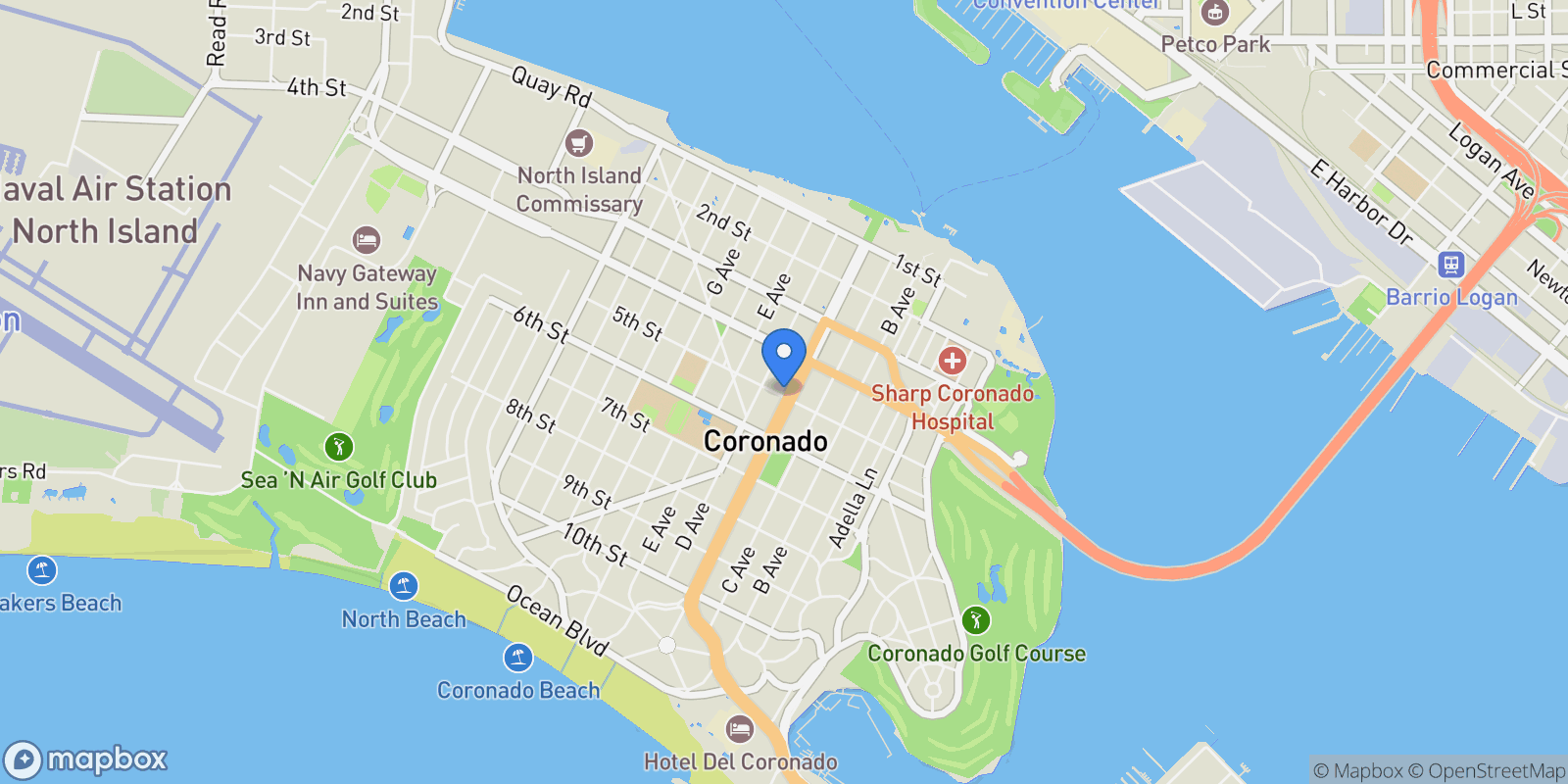 Map showing 1025 5th St, Coronado, CA 92118, Coronado, California, United States.