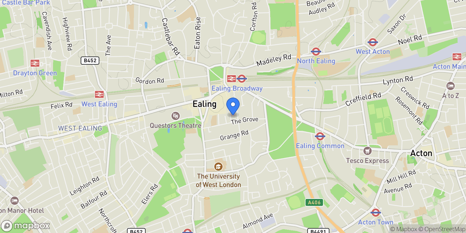 Map showing The Mall, Ealing, England, United Kingdom.