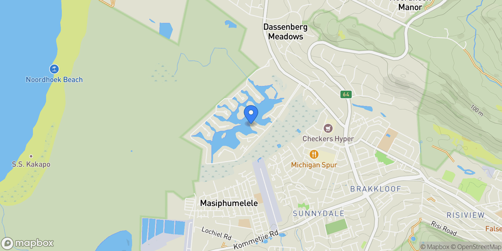 Map showing Cape Town, Western Cape, South Africa.