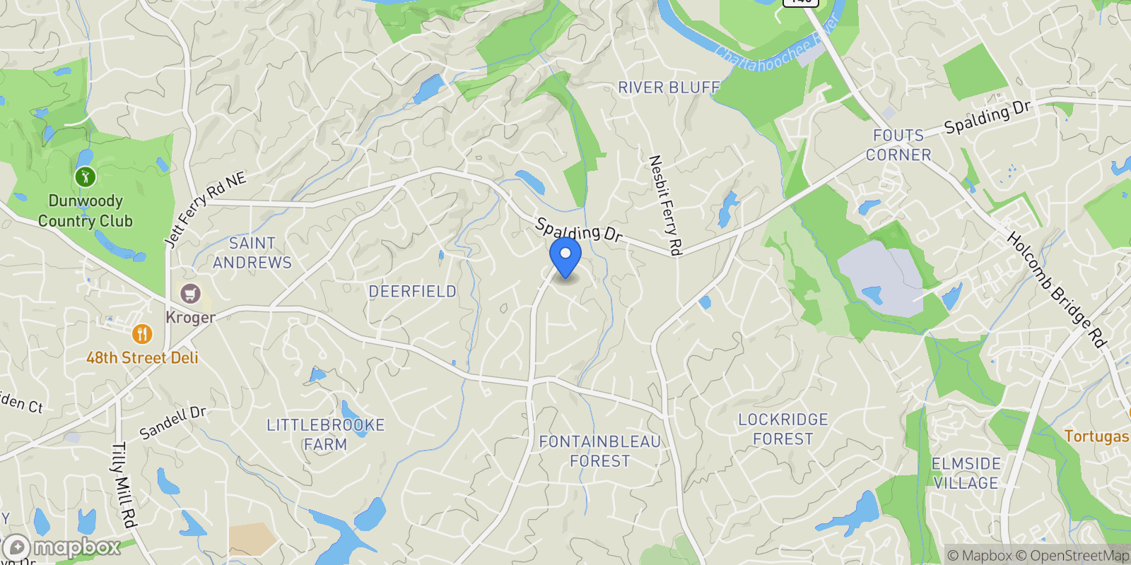 Map showing 7611 Regency Circle, Sandy Springs, GA 30350, Atlanta, Georgia, United States.