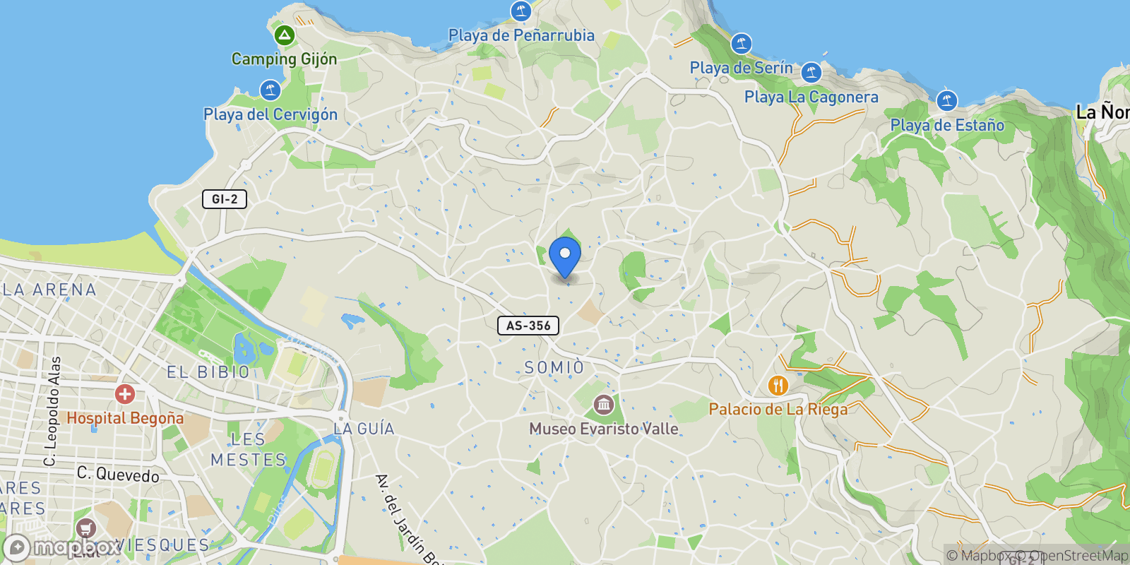 Map showing CM GOLA, 305, Distrito Rural, Gijon / Xixon, Spain.