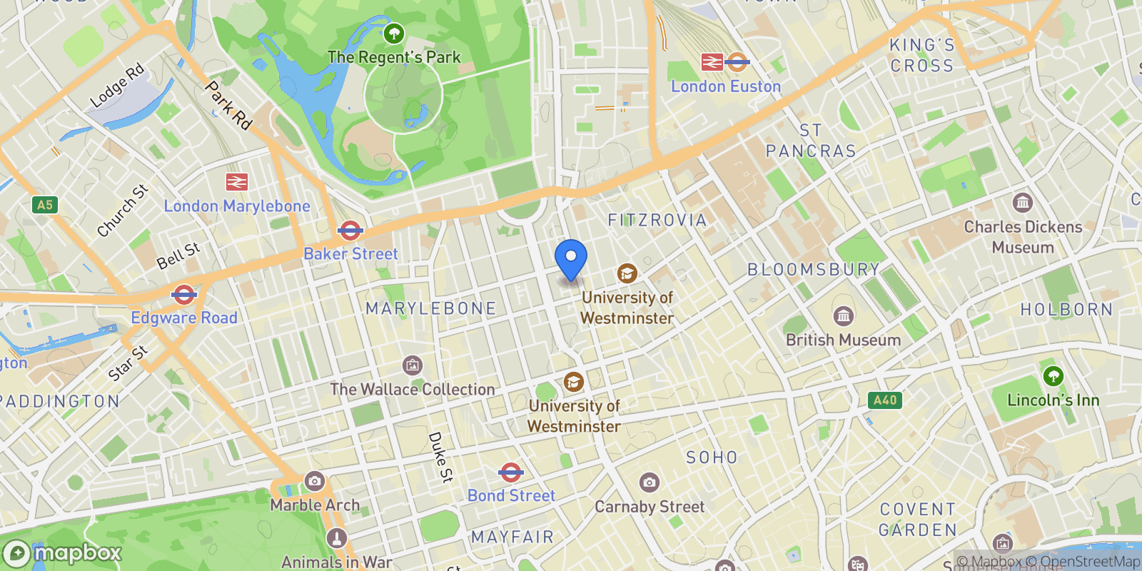 Map showing W1 Place, London, England, United Kingdom.