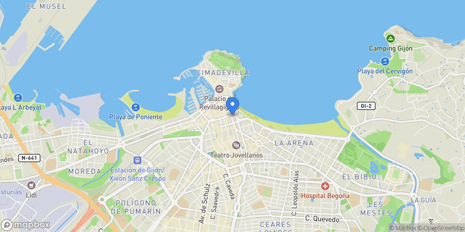 Map showing CL DOMINGUEZ GIL, 4, Distrito Centro, Gijon / Xixon, Spain.